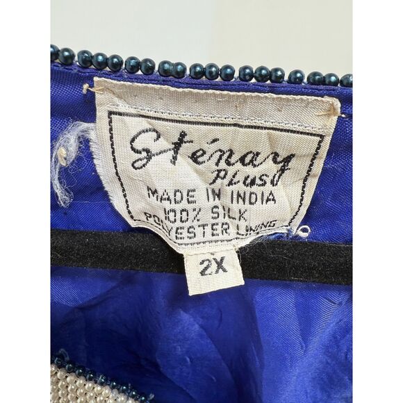 Stenay Plus vintage periwinkle blue silk sequin polka dot occasion top - Picture 4 of 7